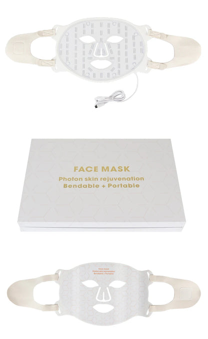 Silicone LED Mask Face With Neck 4 Colors LED Photon Red Light Infrared Therapy Flexible Facial Mask Repair Skin Wireless Use
