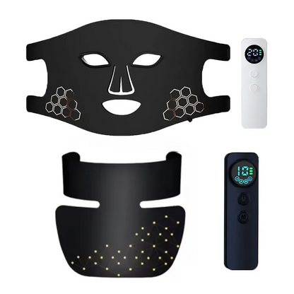 Silicone LED Mask Face With Neck 4 Colors LED Photon Red Light Infrared Therapy Flexible Facial Mask Repair Skin Wireless Use