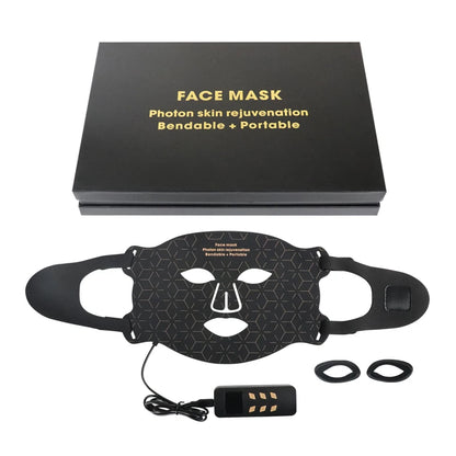 Silicone LED Mask Face With Neck 4 Colors LED Photon Red Light Infrared Therapy Flexible Facial Mask Repair Skin Wireless Use