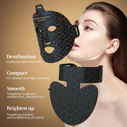 Silicone LED Mask Face With Neck 4 Colors LED Photon Red Light Infrared Therapy Flexible Facial Mask Repair Skin Wireless Use
