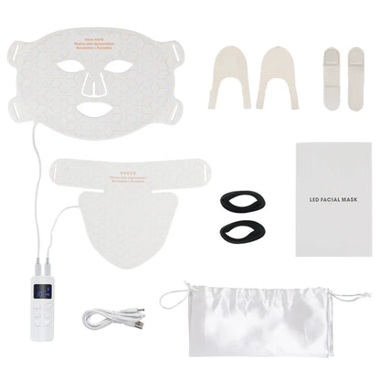 Silicone LED Mask Face With Neck 4 Colors LED Photon Red Light Infrared Therapy Flexible Facial Mask Repair Skin Wireless Use