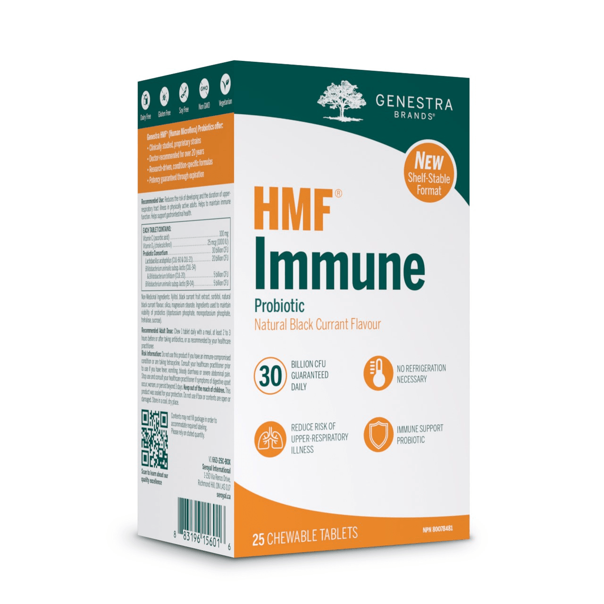Genestra HMF Immune Black Currant Shelf-Stable 25 Chewable Tablets